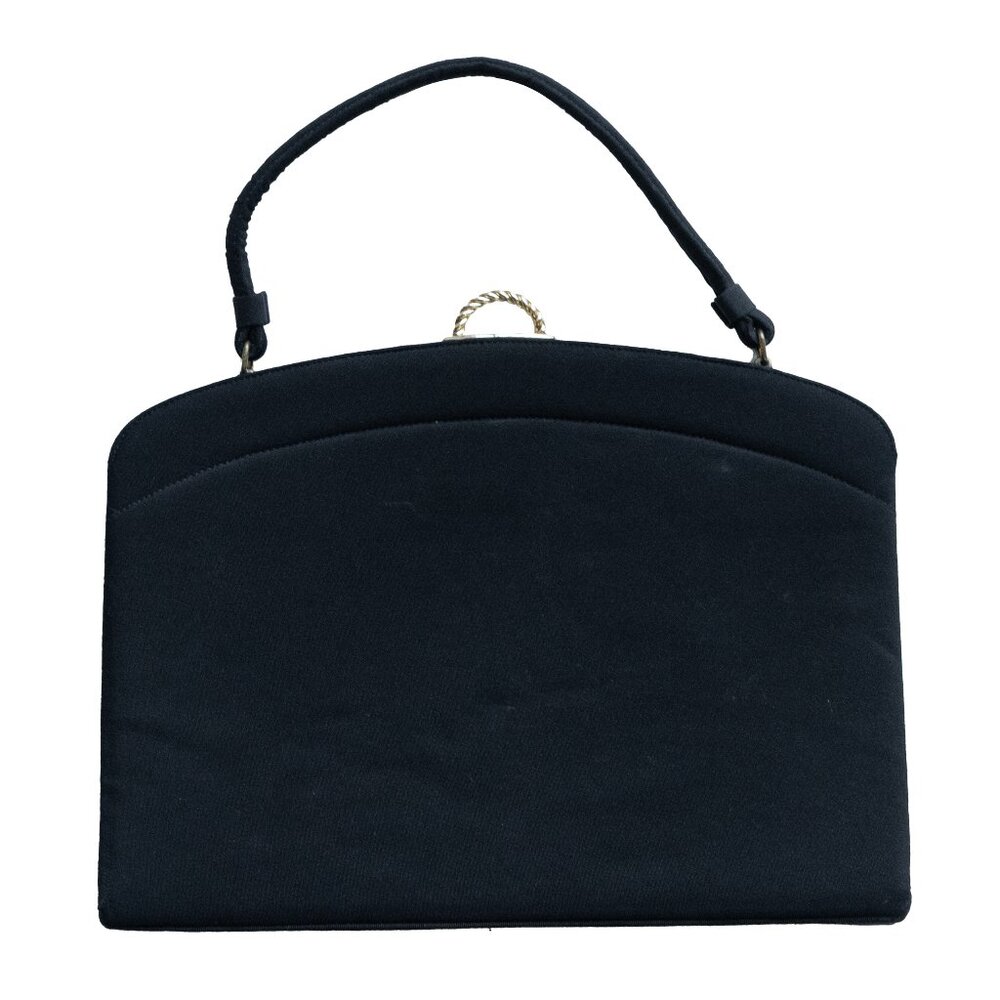 Crown Lewis Stachel Purse Black Snap Top Large Clutch Vintage 60s Goth Minimal